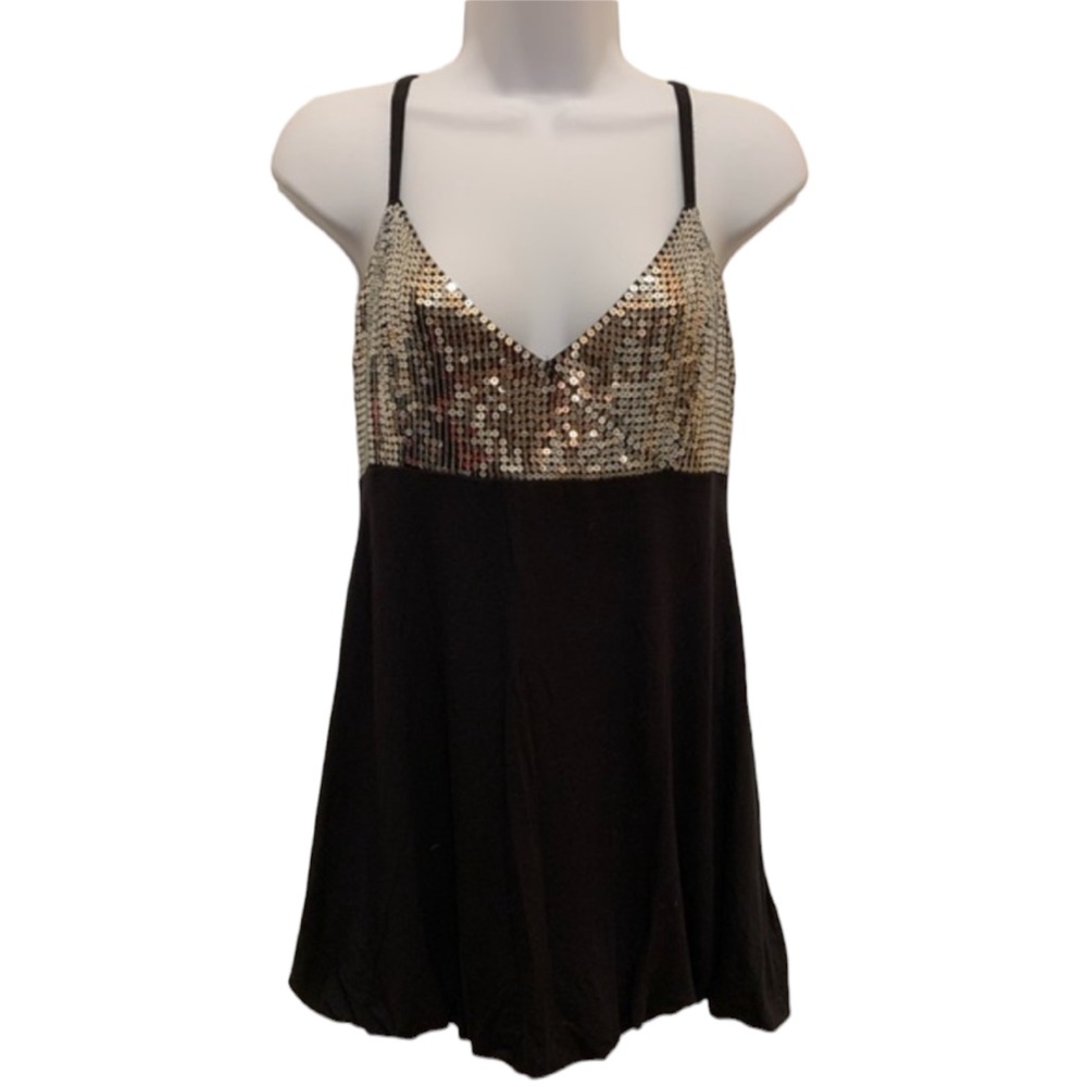 Inc Top Black with Silver Sequins Size M